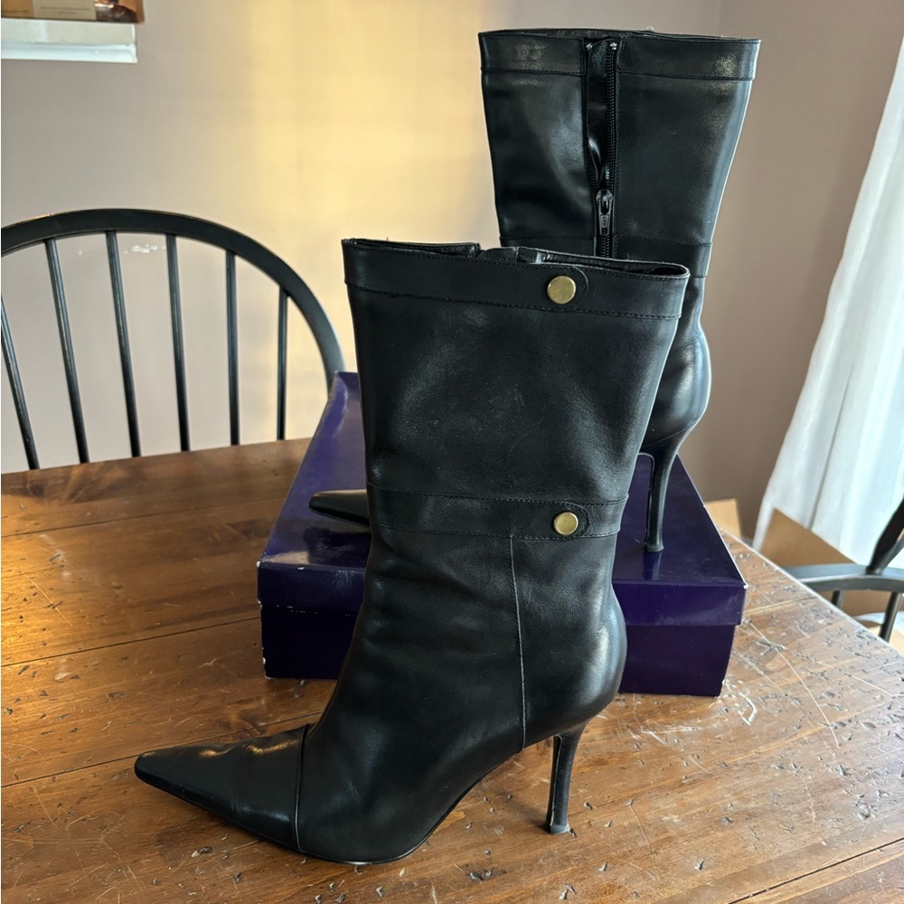 Fusion Brand Josephine Black  Genuine Leather Women's Boots - size 9